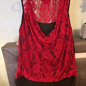 🩷Elegant Red & Black Lace Women's Top🩷